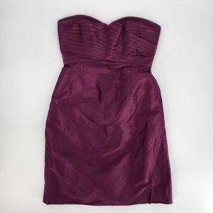 J Crew Kristin Dress 4 Silk Taffeta Strapless Pleated Sweetheart Berry Purple